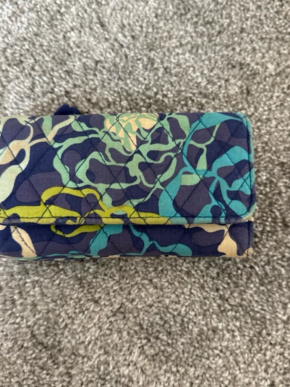 Vera Bradley Quilted Floral Cosmetic Clutch - Navy, Teal & Lime